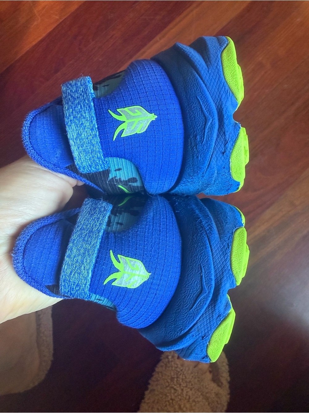 HOKA Kids Blue & Lime Speedgoat athletic Shoes - Picture 4 of 7